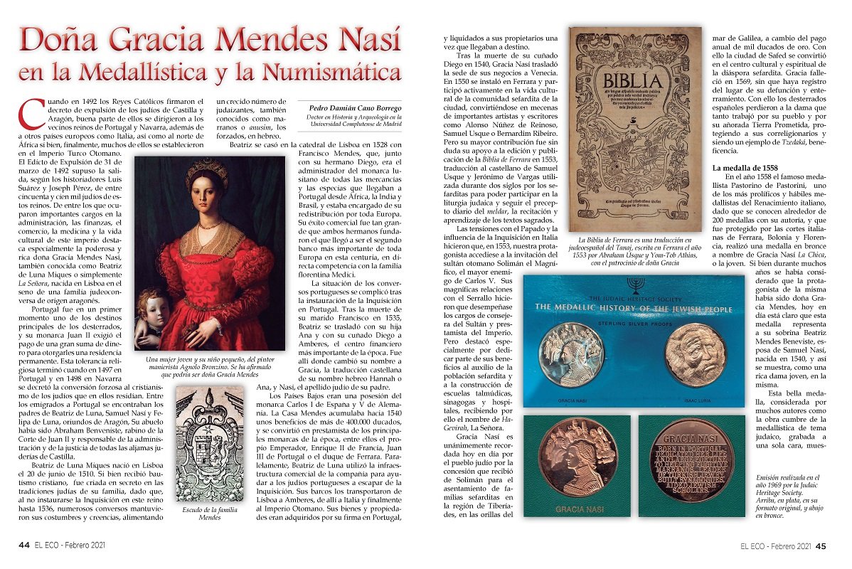 El Eco Filatélico. Artículo de Numismática