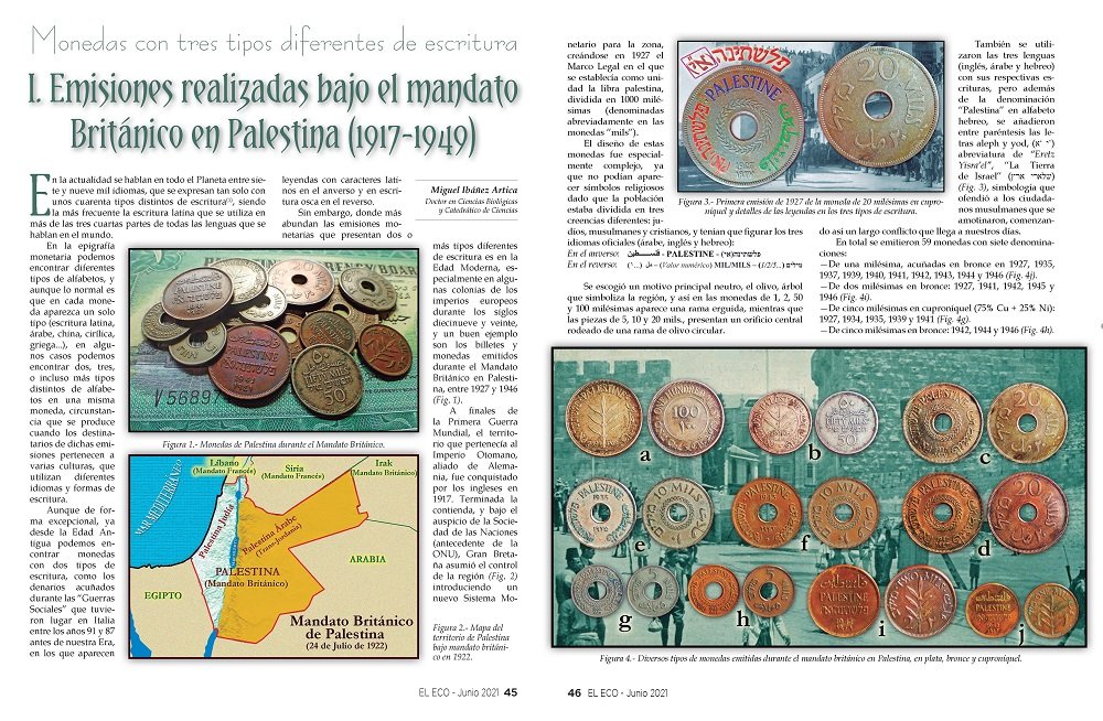 El Eco Filatélico. Artículo de Numismática