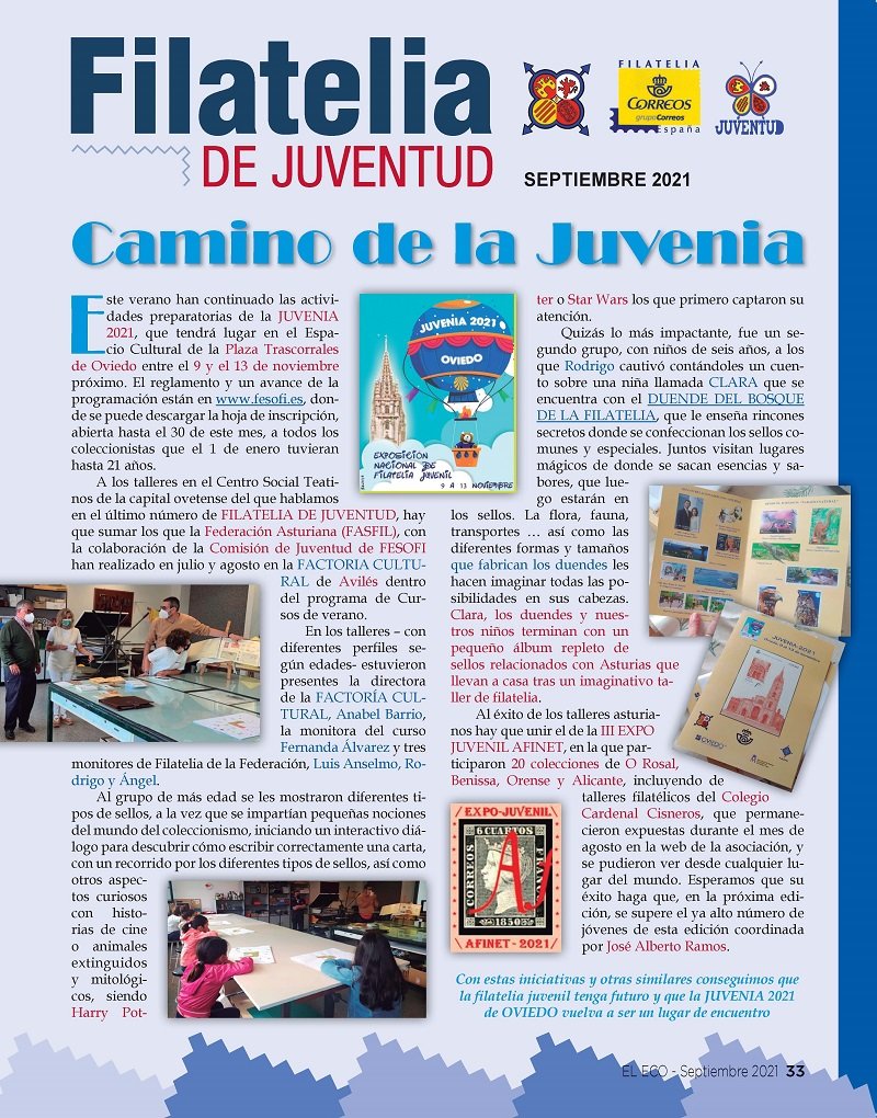 El Eco Filatélico. Artículo de Filatelia Juvenil