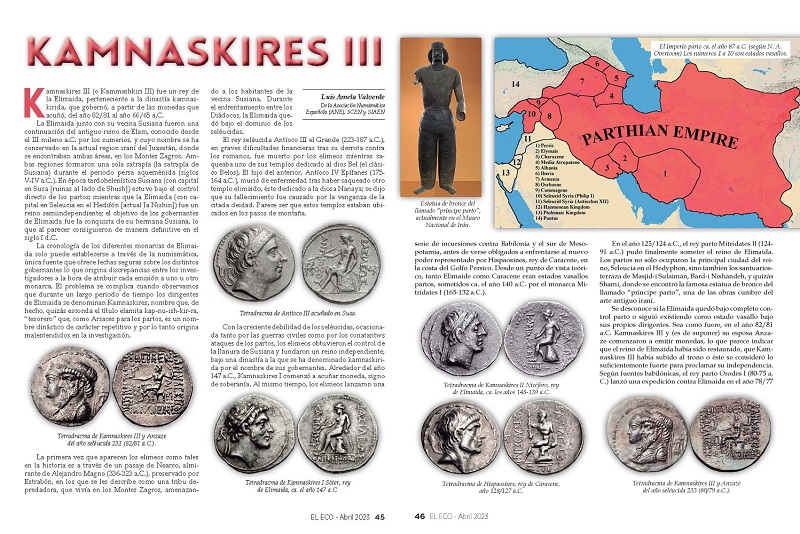 El Eco Filatélico. Artículo de Numismática