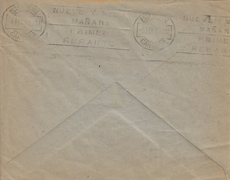 Franqueo irregular. Reverso