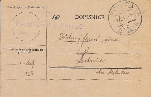 Privilegios Postales para la Iglesia. 1922