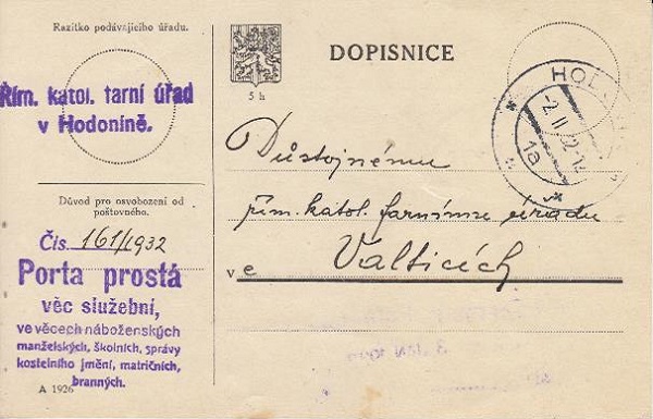 Privilegios Postales de la Iglesia. 1932
