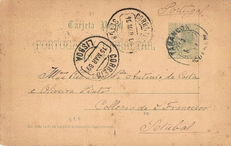 Las Tarjetas Especiales para Portugal y Gibraltar. Tarancón a Setúbal