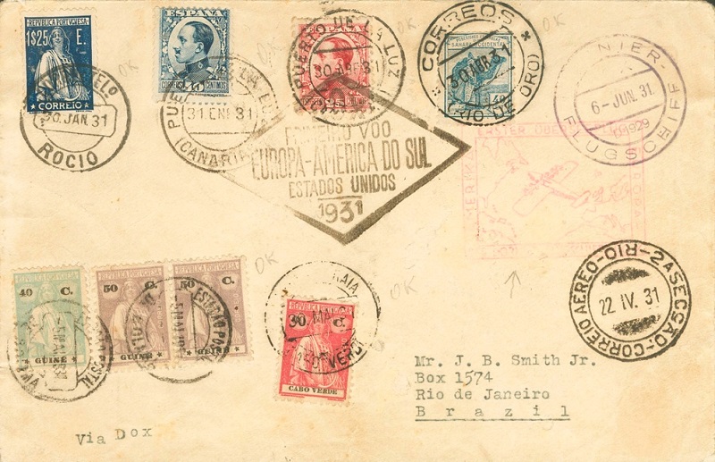 carta circulada a bordo del vuelo. Anverso