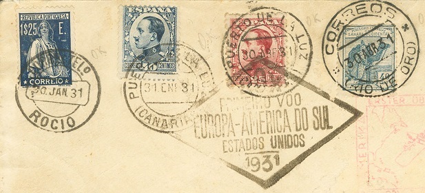 carta circulada a bordo del vuelo. Anverso