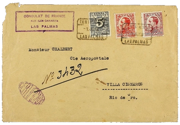 carta circulada a bordo del vuelo. Anverso