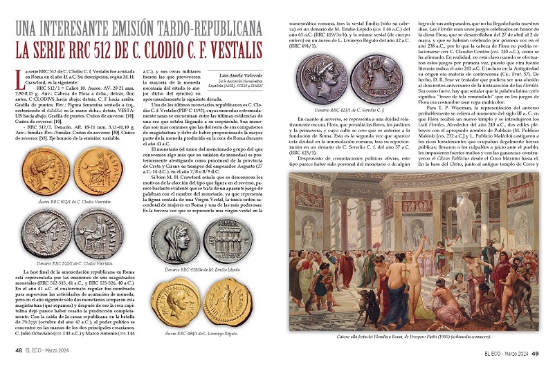 El Eco Filatélico. Artículo de Numismática