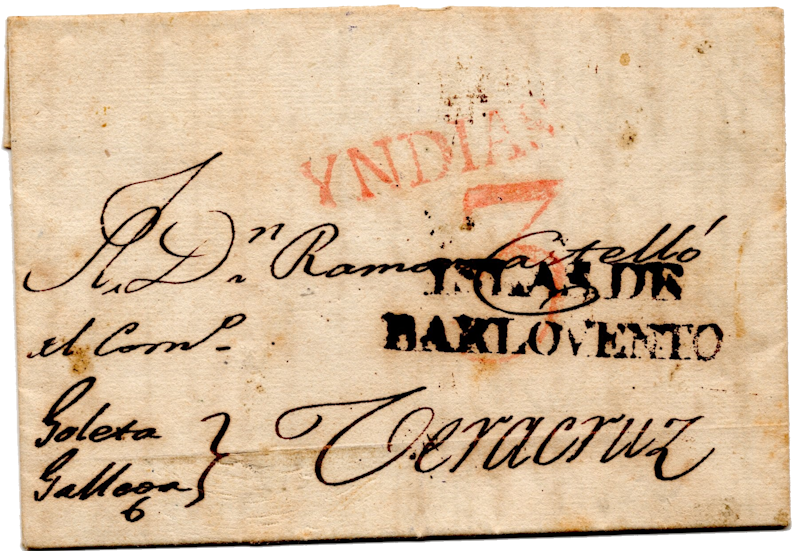 Cuba. Carta de 1818 con doble marca