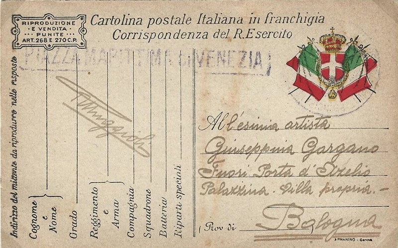 Marina de Guerra Italiana. Tarjetas Postales de franquicia