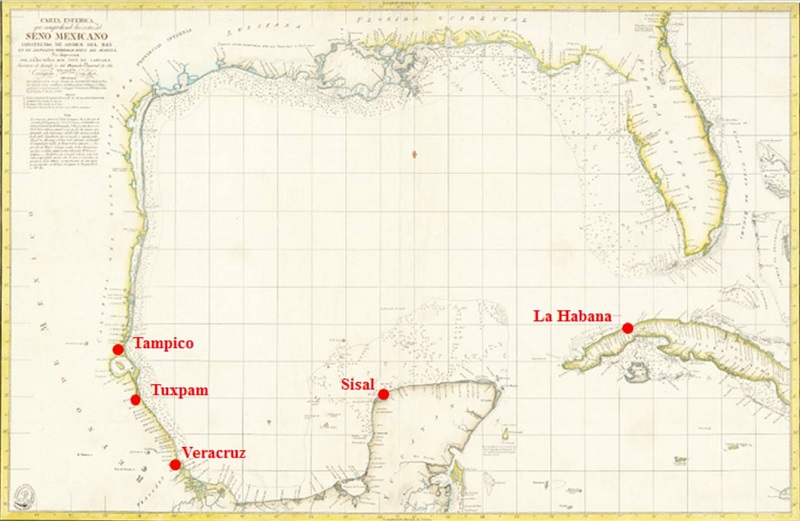 seno mexicano. Mapa