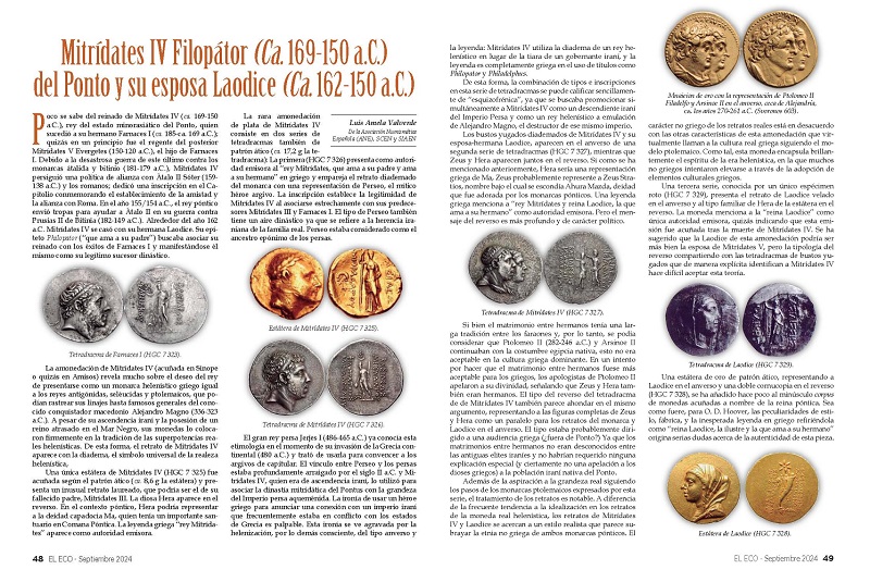 El Eco Filatélico. Artículo de Numismática