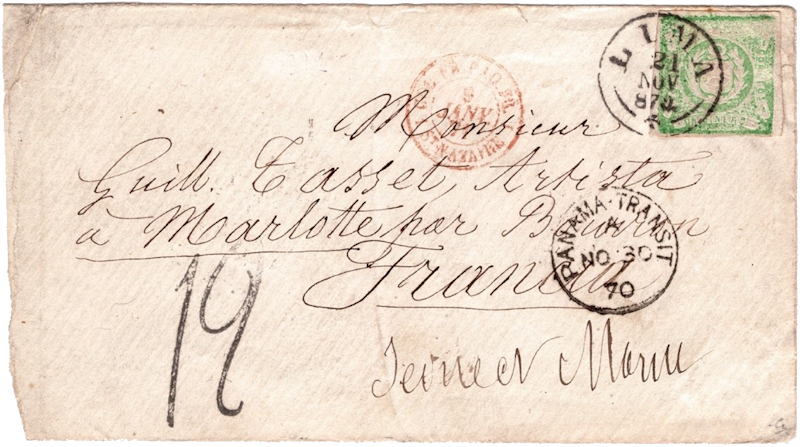 Guerra Franco Prusiana. Carta transportada por la Línea B