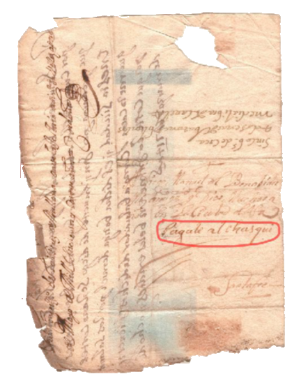 Indicación manuscrita “Con Chasqui”