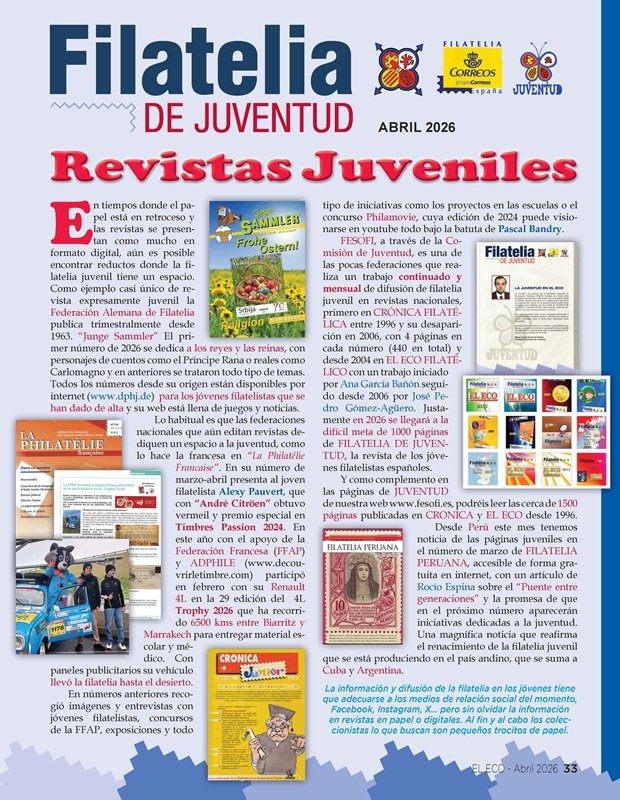 El Eco Filatélico. Filatelia Juventud