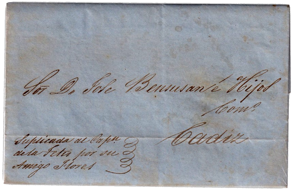 Hitos del Correo Marítimo. Carta remitida de La Habana a Cádiz