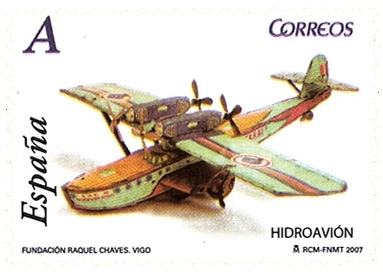 Juguete de lata que representa a un hidroavión