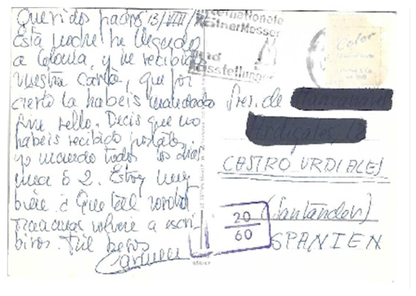 Tarjeta tasada. Contenido