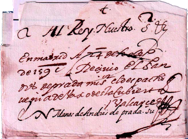 Cartas en Pliego ajeno. dirigida Al Rey Nuestro Señor