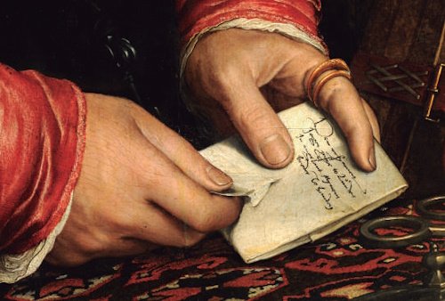 Retrato del mercader Gisze. Detalle