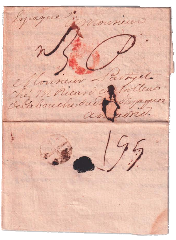 Carta circulada fuera de valija entre París y Madrid