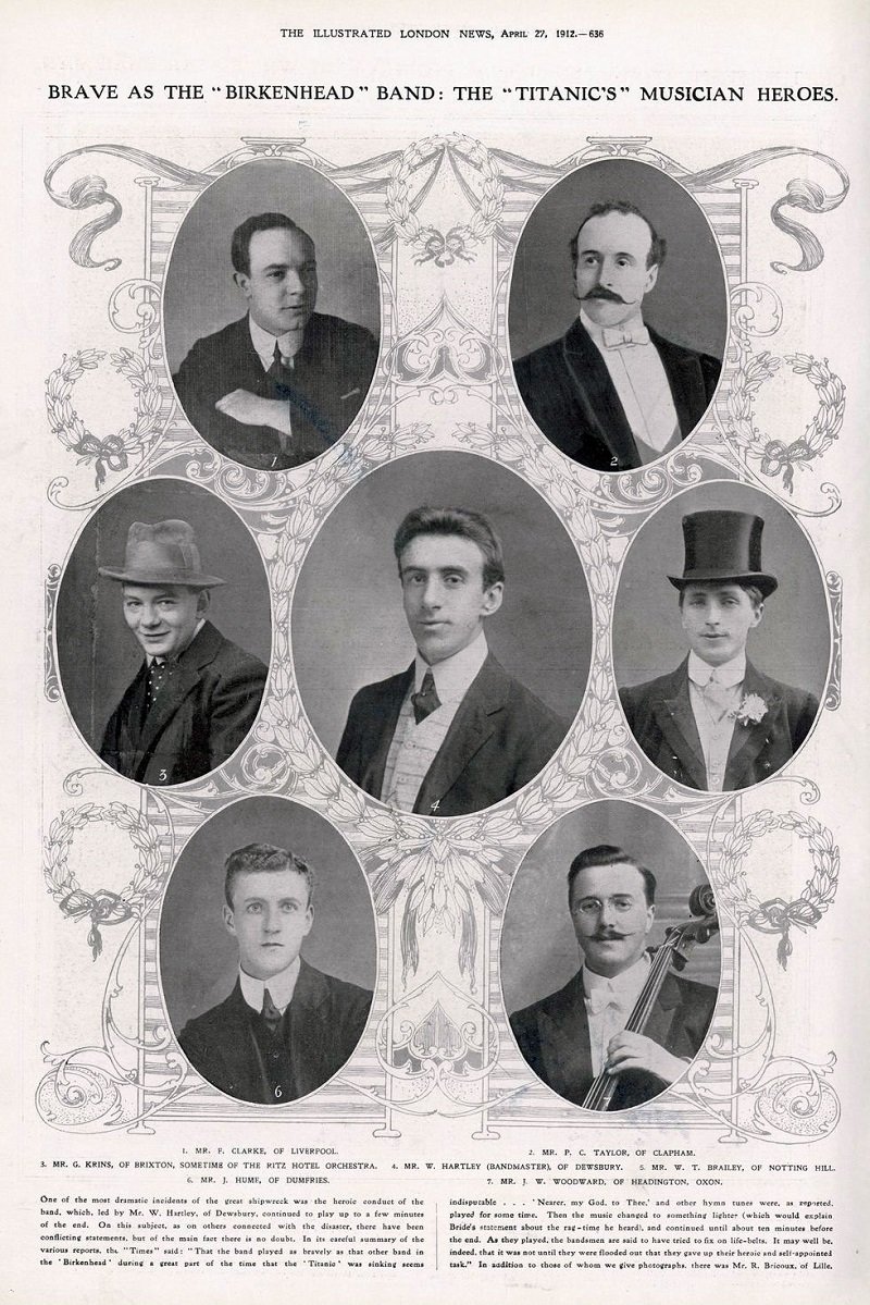 Fotos de siete de los componentes de la orquesta del Titanic
