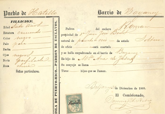 Padrón de esclavos de Hatillo-Bayaney