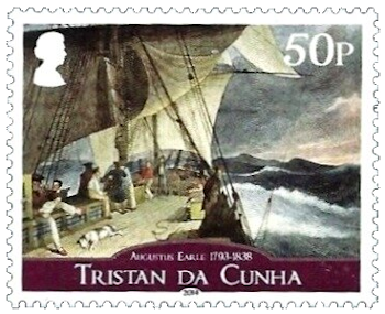 Corriendo ante un fuerte temporal del oeste frente al Cabo Tristan da Cunha. Augustus Earle