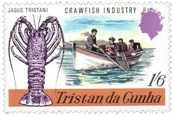 Langosta de Tristán (Jasus tristani), barco pesquero langosta de Tristan da Cunha