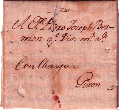 Los Chasquis de Nueva Granada. Carta completa circulada fuera de valija